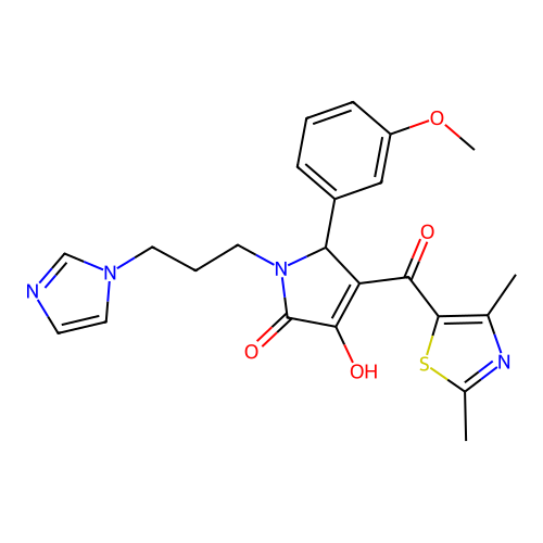 (4E)-4-[(2,4-dimethyl-1,3-thiazol-5-yl)(hydroxy)methylidene]-1-[3-(1H-imidazol-1-yl)propyl]-5-(3-methoxyphenyl)pyrrolidine-2,3-dione structure