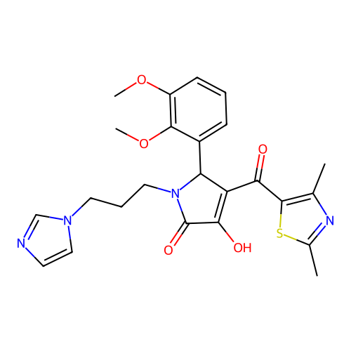 (4E)-5-(2,3-dimethoxyphenyl)-4-[(2,4-dimethyl-1,3-thiazol-5-yl)(hydroxy)methylidene]-1-[3-(1H-imidazol-1-yl)propyl]pyrrolidine-2,3-dione structure