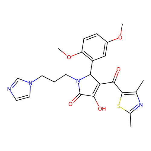 (4E)-5-(2,5-dimethoxyphenyl)-4-[(2,4-dimethyl-1,3-thiazol-5-yl)(hydroxy)methylidene]-1-[3-(1H-imidazol-1-yl)propyl]pyrrolidine-2,3-dione structure
