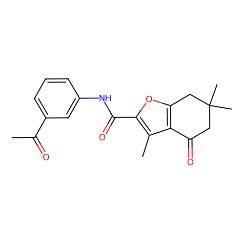 N-(3-acetylphenyl)-3,6,6-trimethyl-4-oxo-4,5,6,7-tetrahydro-1-benzofuran-2-carboxamide structure
