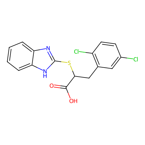 2-(1H-benzimidazol-2-ylsulfanyl)-3-(2,5-dichlorophenyl)propanoic acid structure