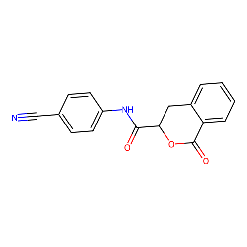 N-(4-cyanophenyl)-1-oxo-3,4-dihydroisochromene-3-carboxamide structure