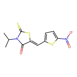 (Z)-3-isopropyl-5-((5-nitrothiophen-2-yl)methylene)-2-thioxothiazolidin-4-one structure