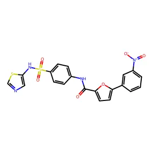 5-(3-nitrophenyl)-N-(4-(N-(thiazol-5-yl)sulfamoyl)phenyl)furan-2-carboxamide structure