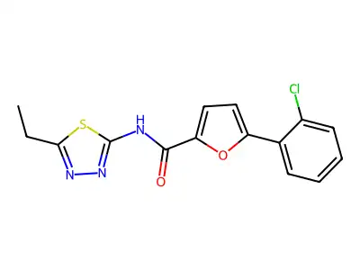 5-(2-chlorophenyl)-N-(5-ethyl-1,3,4-thiadiazol-2-yl)furan-2-carboxamide structure