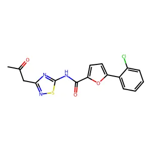 5-(2-chlorophenyl)-N-[3-(2-oxopropyl)-1,2,4-thiadiazol-5-yl]-2-furamide structure