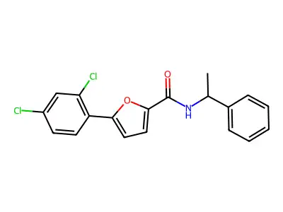 5-(2,4-dichlorophenyl)-N-(1-phenylethyl)furan-2-carboxamide structure