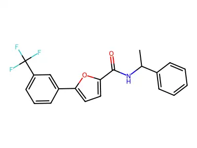 N-(1-phenylethyl)-5-[3-(trifluoromethyl)phenyl]furan-2-carboxamide structure