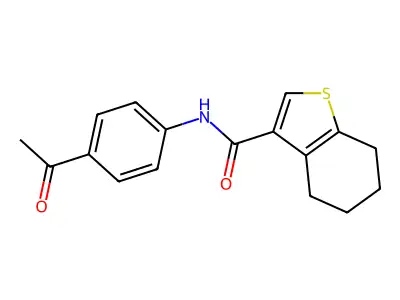 N-(4-acetylphenyl)-4,5,6,7-tetrahydro-1-benzothiophene-3-carboxamide structure