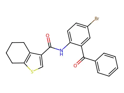 N-(2-benzoyl-4-bromophenyl)-4,5,6,7-tetrahydro-1-benzothiophene-3-carboxamide structure
