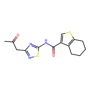 N-[3-(2-oxopropyl)-1,2,4-thiadiazol-5-yl]-4,5,6,7-tetrahydro-1-benzothiophene-3-carboxamide structure