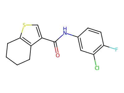 N-(3-chloro-4-fluorophenyl)-4,5,6,7-tetrahydro-1-benzothiophene-3-carboxamide structure