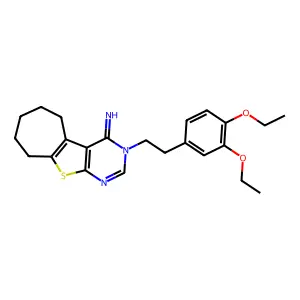 3-[2-(3,4-diethoxyphenyl)ethyl]-3,5,6,7,8,9-hexahydro-4H-cyclohepta[4,5]thieno[2,3-d]pyrimidin-4-imine structure