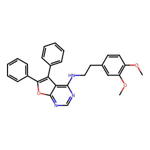N-[2-(3,4-dimethoxyphenyl)ethyl]-5,6-diphenylfuro[2,3-d]pyrimidin-4-amine structure