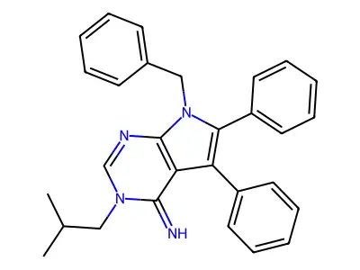 7-Benzyl-3-(2-methylpropyl)-5,6-diphenylpyrrolo[2,3-d]pyrimidin-4-imine structure