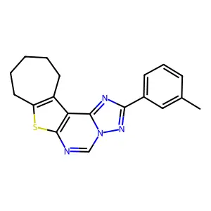 2-(3-methylphenyl)-9,10,11,12-tetrahydro-8H-cyclohepta[4,5]thieno[3,2-e][1,2,4]triazolo[1,5-c]pyrimidine structure