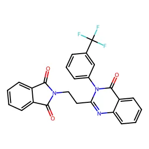 2-[2-[4-oxo-3-[3-(trifluoromethyl)phenyl]quinazolin-2-yl]ethyl]isoindole-1,3-dione structure