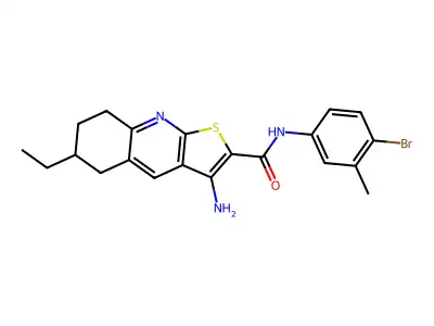 3-amino-N-(4-bromo-3-methylphenyl)-6-ethyl-5,6,7,8-tetrahydrothieno[2,3-b]quinoline-2-carboxamide structure