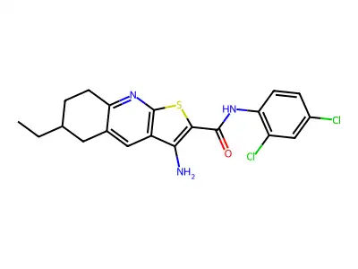 3-amino-N-(2,4-dichlorophenyl)-6-ethyl-5,6,7,8-tetrahydrothieno[2,3-b]quinoline-2-carboxamide structure