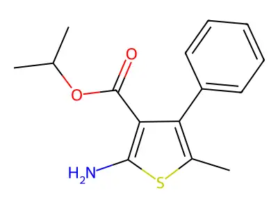 Isopropyl 2-amino-5-methyl-4-phenylthiophene-3-carboxylate structure