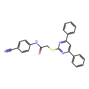 N-(4-cyanophenyl)-2-(4,6-diphenylpyrimidin-2-yl)sulfanylacetamide structure