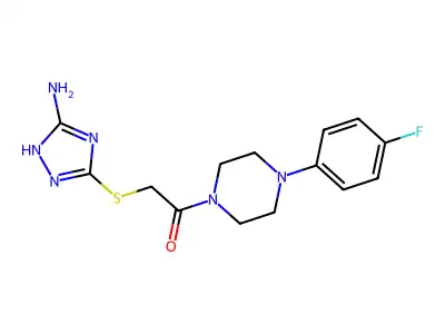 2-[(5-amino-1H-1,2,4-triazol-3-yl)sulfanyl]-1-[4-(4-fluorophenyl)piperazin-1-yl]ethanone structure