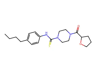 N-(4-butylphenyl)-4-(oxolane-2-carbonyl)piperazine-1-carbothioamide structure