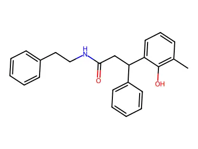 3-(2-hydroxy-3-methylphenyl)-3-phenyl-N-(2-phenylethyl)propanamide structure