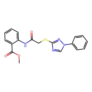 methyl 2-({[(1-phenyl-1H-1,2,4-triazol-3-yl)sulfanyl]acetyl}amino)benzoate structure