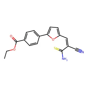 ethyl 4-[5-((1E)-3-amino-2-cyano-3-thioxoprop-1-enyl)-2-furyl]benzoate structure