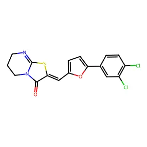 (E)-2-((5-(3,4-dichlorophenyl)furan-2-yl)methylene)-6,7-dihydro-2H-thiazolo[3,2-a]pyrimidin-3(5H)-one structure