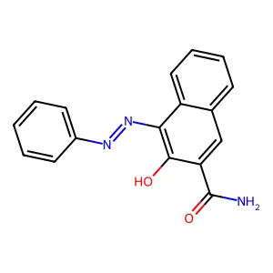 3-Hydroxy-4-phenyldiazenylnaphthalene-2-carboxamide structure