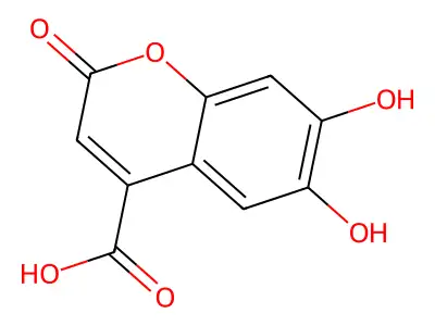 6,7-Dihydroxy-2-oxo-2H-1-benzopyran-4-carboxylic acid structure