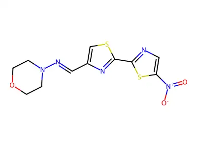 N-morpholin-4-yl-1-[2-(5-nitro-1,3-thiazol-2-yl)-1,3-thiazol-4-yl]methanimine structure