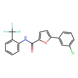 5-(3-chlorophenyl)-N-[2-(trifluoromethyl)phenyl]furan-2-carboxamide structure