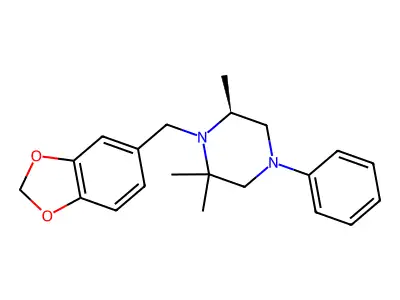 Piperazine, 1-(1,3-benzodioxol-5-ylmethyl)-2,2,6-trimethyl-4-phenyl-, (S)- structure