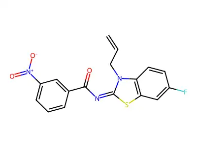 N-[6-Fluoro-3-(prop-2-en-1-yl)-1,3-benzothiazol-2(3H)-ylidene]-3-nitrobenzamide structure