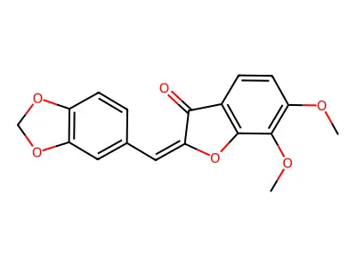 2-(1,3-Benzodioxol-5-ylmethylidene)-6,7-dimethoxy-1-benzofuran-3-one structure