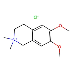 Isoquinolinium, 1,2,3,4-tetrahydro-6,7-dimethoxy-2,2-dimethyl-, chloride structure