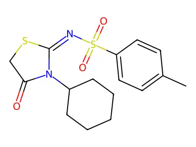 N-(3-cyclohexyl-4-oxo-1,3-thiazolidin-2-ylidene)-4-methylbenzenesulfonamide structure