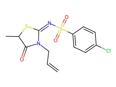 4-chloro-N-(5-methyl-4-oxo-3-prop-2-enyl-1,3-thiazolidin-2-ylidene)benzenesulfonamide structure