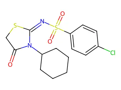 4-chloro-N-(3-cyclohexyl-4-oxo-1,3-thiazolidin-2-ylidene)benzenesulfonamide structure