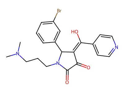 5-(3-bromophenyl)-1-(3-(dimethylamino)propyl)-3-hydroxy-4-isonicotinoyl-1H-pyrrol-2(5H)-one structure