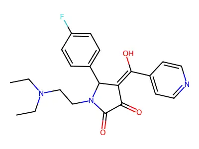 1-(2-diethylaminoethyl)-5-(4-fluorophenyl)-4-[hydroxy(pyridin-4-yl)methylidene]pyrrolidine-2,3-dione structure