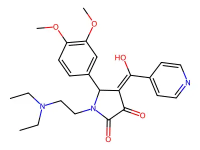 1-(2-diethylaminoethyl)-5-(3,4-dimethoxyphenyl)-4-[hydroxy(pyridin-4-yl)methylidene]pyrrolidine-2,3-dione structure