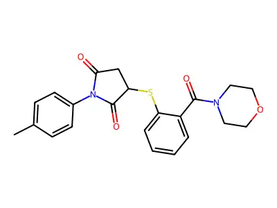 3-((2-(Morpholine-4-carbonyl)phenyl)thio)-1-(p-tolyl)pyrrolidine-2,5-dione structure