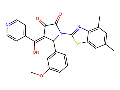 1-(4,6-dimethyl-1,3-benzothiazol-2-yl)-3-hydroxy-5-(3-methoxyphenyl)-4-(pyridine-4-carbonyl)-2,5-dihydro-1H-pyrrol-2-one structure