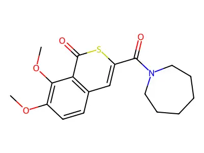 3-(azepan-1-ylcarbonyl)-7,8-dimethoxy-1H-isothiochromen-1-one structure