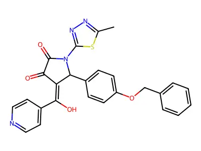4-[hydroxy(pyridin-4-yl)methylidene]-1-(5-methyl-1,3,4-thiadiazol-2-yl)-5-(4-phenylmethoxyphenyl)pyrrolidine-2,3-dione structure