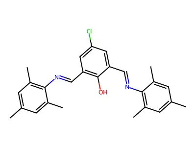 Phenol, 4-chloro-2,6-bis[(E)-[(2,4,6-trimethylphenyl)imino]methyl]- structure